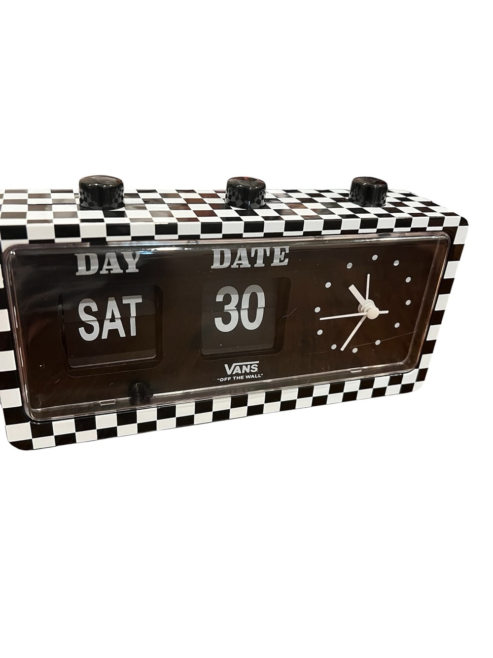 Vans Checkerboard Flip Day-Date Clock - Black & White